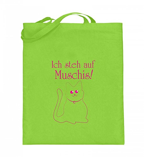 Sac en toile de jute Ich steh auf Muschis pour amoureux des chats citron vert