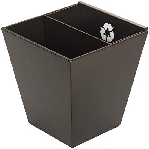 G.U.S. Dual Compartment Trash Can w/Removable Recycle Bin | Great as Home Office Desk, Kitchen, Living Room or Bathroom Trash Can | Mini Garbage Cans Crafted from Sustainable Black Leatherette