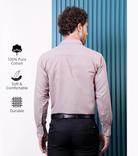 Image of CONTRARY Men's Pure Cotton Solid Stylish Casual & Formal Wear Shirt | Stylish Regular Fit Full Sleeve Comfortable Office Party Trendy Shirt - Multi Color