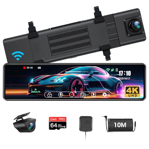 4K高画質& 車内／車外対応IP67防水リアカメラ&ミラー型ドラレコ】 Amazon.co.jp: ドライブレコーダー ミラー型 4K高画质 【2025