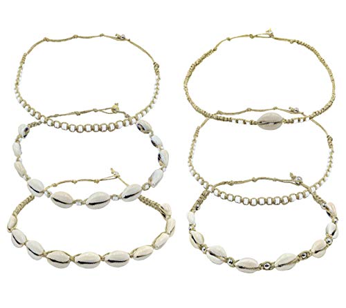 Cowrie Shells Hemp Necklaces for Women, Men, Girls, Teens | Natural Hemp Cord | Handmade | 6 Piece Set | Unisex | US seller