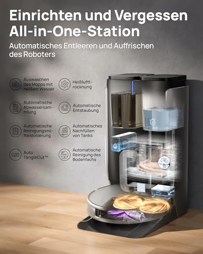 3i P10 Ultra Saugroboter mit Wischfunktion & Absaugstation 18000 Pa, Ausziehbarer Wischmopp für Edge, Auto Waschen & Trocknen, Selbstentleerend & Selbstauffüllend, Hebarem Wischmopp – Bild 5