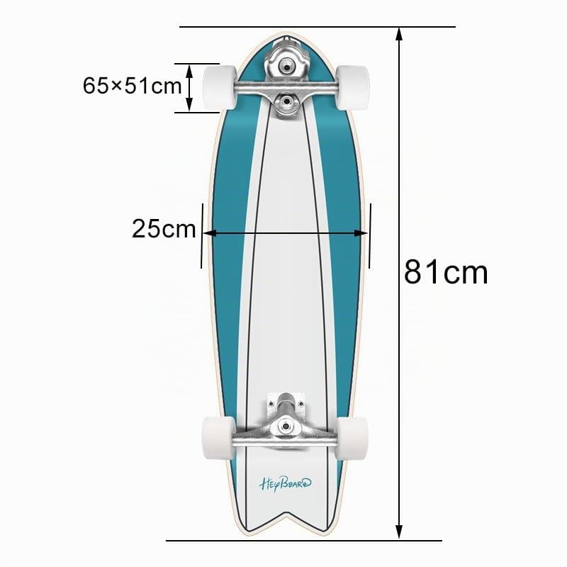 Skateboard S6 pour pompage de surf, 81 x 25 cm, en bois d'érable, roulements à billes ABEC-11, pour joueurs avancés