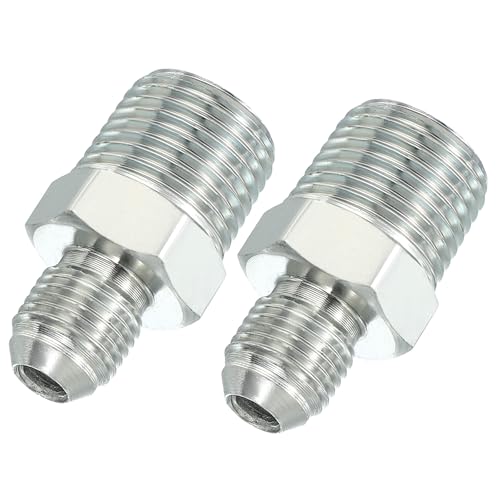 PATIKIL Hex Reducing Nipple Connectors Pipe Adapter 9/16" Male 37° Flare JIC x 1/2" Male NPT, 2 Pack Pipe Fitting Reducer Nipple Adapter Plated Steel Hydraulic Fitting