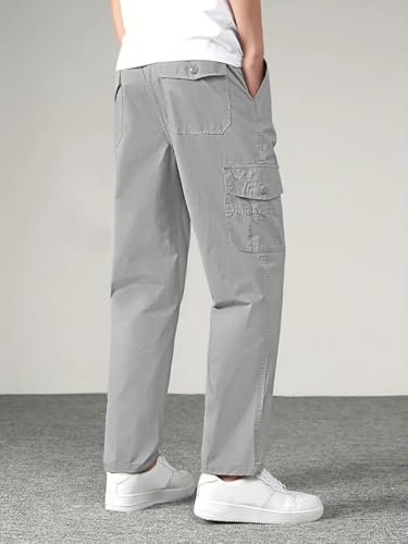 Image of Vogaan Casual Solid Men's Regular Fit Drawstring Cargo Pants with Multiple Pockets | Cotton Cargos for Men