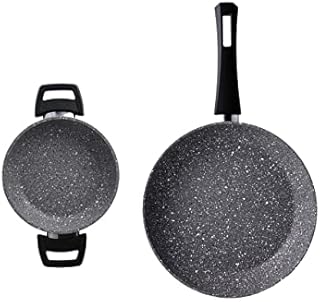 Karaca Gris BioGranite Frying Pan+Shallow Frying Pan, 2 Piece Set Grey, Healthy Non-Stick Coating, 7X More Resistant Against Scratches, Pan Set 26cm-20cm, Granite