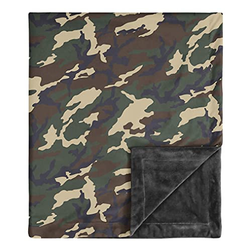 Image of Sweet Jojo Designs Woodland Camo Baby Boy Blanket Receiving Security Swaddle for Newborn or Toddler Nursery Car Seat Stroller Soft Minky - Beige Green and Black Rustic Forest Camouflage