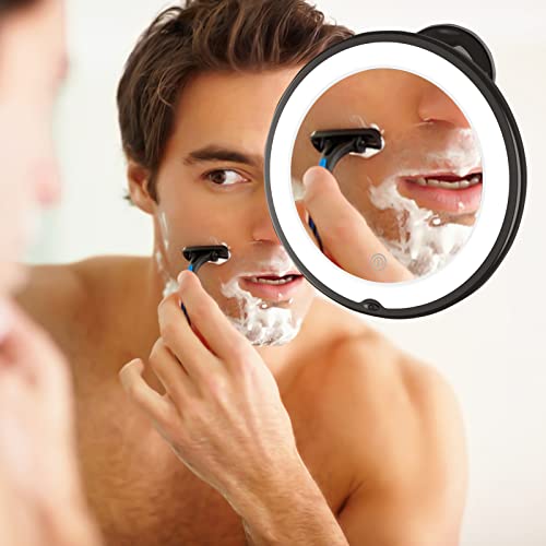 10X Magnifying Makeup Mirror With Lights, Vanity Mirror With 3 Color Lighting, 360 Degree Rotation, Intelligent Switch, Powerful Suction Cup Bathroom Shower Mirror, Portable For Traveling #TOP6