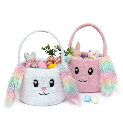 Image of Easter Basket Bags,Easter Eggs-Gift Baskets for Kids,Bunny Tote Bag Bucket for Easter Eggs,Toys, Candy,Gifts
