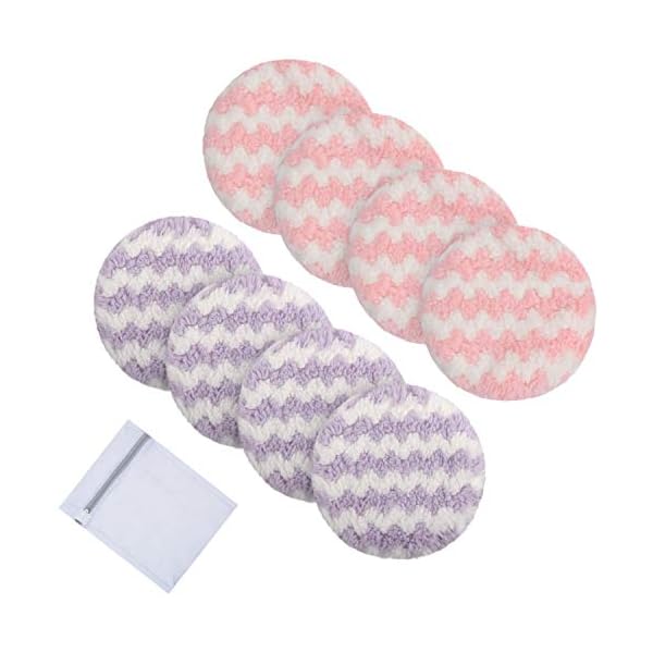 VIVOTE-Makeup-Remover-Pads-Reusable-Microfiber-Makeup-Removal-Rounds-Puff-Washable-Eco-friendly-Soft-Facial-Eye-Skin-Wash-Puffs-Laundry-Bag-315-Inch-8-Pack-Pink-Purple VIVOTE Makeup Remover Pads Reusable, Microfiber Makeup Removal Rounds Puff, Washable, Eco-friendly, Soft, Facial Eye Skin Wash Puffs, Laundry Bag, 3.15 Inch, 8 Pack (Pink + Purple)