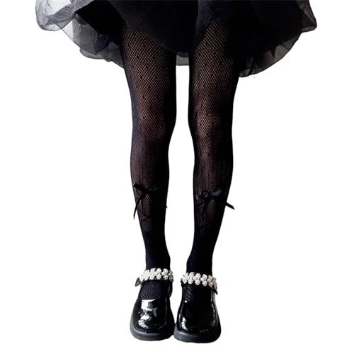 Tights, Mesh Hollow Leggings for Girl Bowknot Stretchy Stockings 3-12Y Girls Spring Sweet Pantyhose Kids Dress