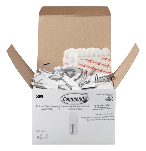 Image of Command Medium Wire Toggle Hooks, 35 Hooks and 40 Strips, Damage-Free Hanging Wall Hooks with Adhesive Strips, No Tools Adhesive Hooks for Hanging, Holds up to 2 lb, Pack of 4
