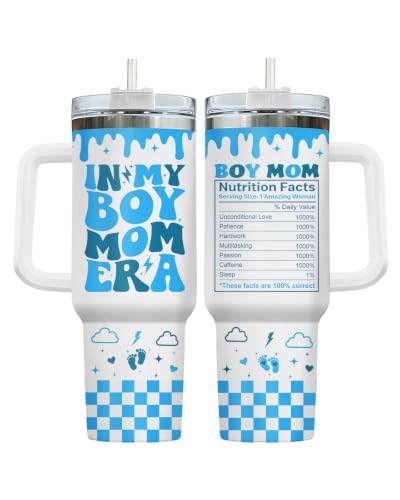 34HD Boy Mom My Era 40 oz Tumbler with Handle, Funny Mom Gift
