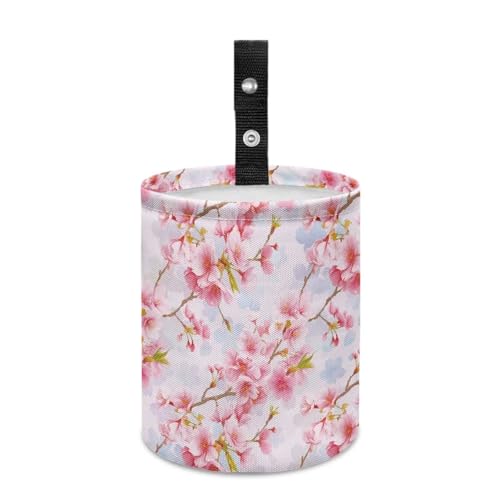 Image of Cute Flower Design Car Trash Bin Hanging, Waste Basket - Cute, Portable, Collapsible, Waterproof Rubbish Bag for Back Seat, Floor, or Hanging Headrest