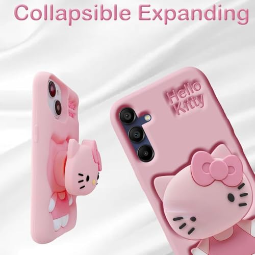 Image of for Samsung Galaxy S24 FE 5G Hello Kitty | 3D Cute Cartoon Case with Kitty Face Holder for Girls |Cute Soft Silicone Stylish Fashion Fun for Samsung Galaxy S24 FE 5G (Pink)