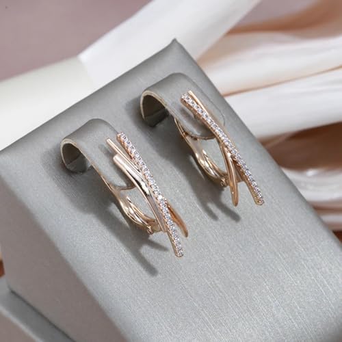 Idée cadeau femme boucles d'oreilles croix minimalistes or rose avec écrin