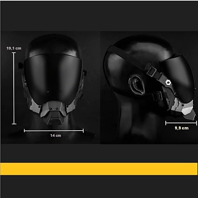 Cyberpunk Helm Maske, Techwear futuristische Masken, Halloween Balafara Maske, Mit abnehmbaren Anti-Fog Linsen Erweiterte