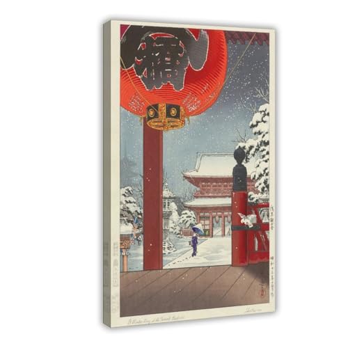 Impression toile A Winter Day at The Temple Asakusa de Tsuchiya Koitsu finitions de qualité