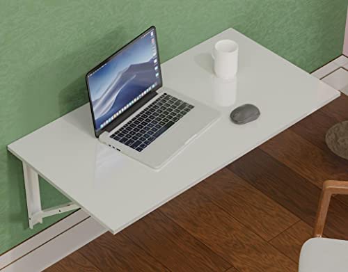Image of Compal Folding Wall Mounted Study Table, Office, Laptop, Folding Utility for Home Office Portable & Space-Saving Floating Desk (16X24 Inches Wall Mount Table White)