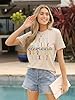 Womens Graphic T Shirts for Summer Vacation Beach Vintage Tees Tops, Beige Abc, XXL #4