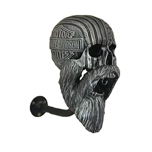 Yajexun Motorcycle Skull Helmet Holder, Soporte para Motocicleta, Soporte Pared para Moto, Resina Estante Exhibición Casco Expositor Cascos Colgador Casco para Abrigos Gorras