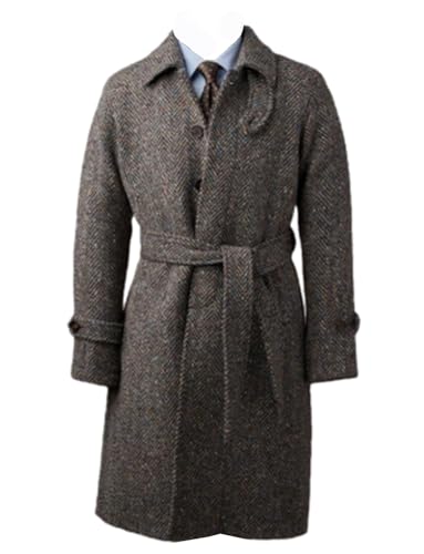 Manteau long en laine à chevrons pour homme blazer d'hiver de qualité premium