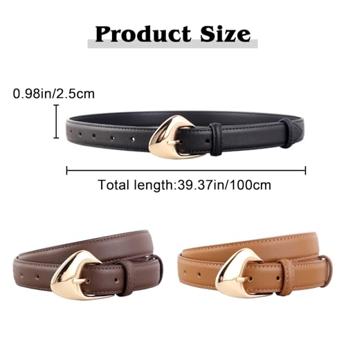 Women's Fashion Leather Belts for Jeans Dress Pants Adjustable Waist Belt with Gold Buckle Decorative Waistband2