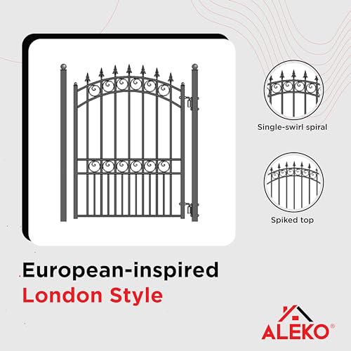Image of ALEKO Driveway Pedestrian Gate | Metal Garden Gate | Pedestrian Door for Steel Gate | Anti-Rust Steel Gate | London | 5 ft PGLON
