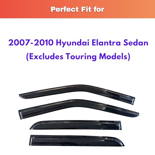 Image of KPY Rain Guards Fit for 2007-2010 Hyundai Elantra Sedan, Out-Channel Window Visors Vent Wind Deflectors 4PC, Car Accessories for 07-10 Elantra Sedan (Excludes Touring Models)
