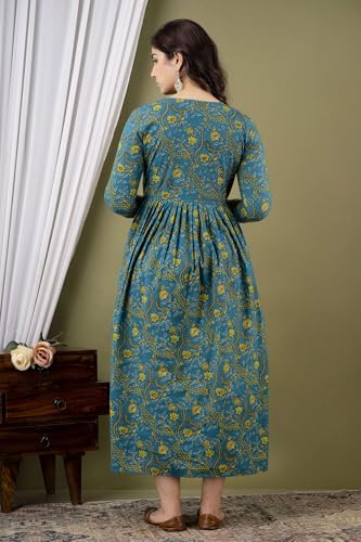 Image of Maternity Feeding Kurtis for Women Cotton - Zip Access Nursing Dress | Comfortable Pregnancy Wear | Stylish Feeding Kurti | Soft Cotton Maternity Dresses for Womens