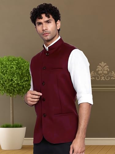 Image of ROCKSY Nehru Jacket, Bandi Modi Koti for Men, Cotton Waistcoat for All Occasion: Wedding, Diwali, Wedding, Ethnic, Office Party, Formal and casual Look