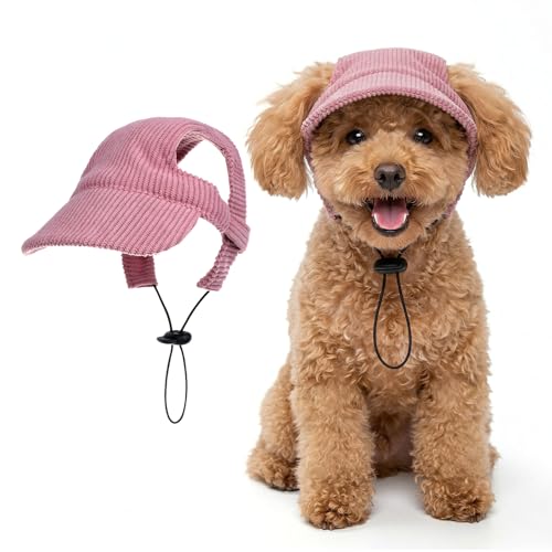 Rbenxia Dog Sun Hat with Ear Holes Pet Summer Beach Visor Hat with Adjustable Chin Strap Puppy Sunbonnet Headdress Dog Baseball Cap for Outdoor Sun Protection(Pink Small)