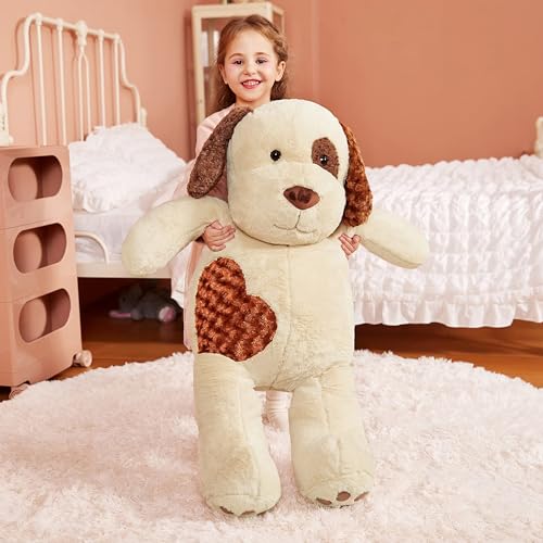 IKASA Groß Hund Kuscheltier Riesen Stofftier,78cm Welpe Gross Plüschtier Riesige Plüsch Spielzeug Flauschige Jumbo Stofftiere,Geschenk für Kinder