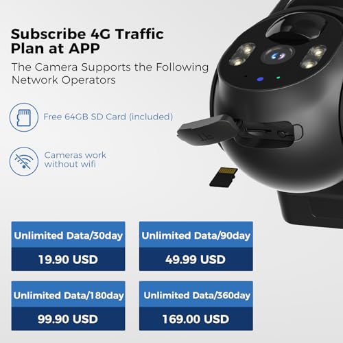 Hiseeu 4G LTE Cellular Security Camera Solar Powered, No WiFi Security Camera Wireless Outdoor, 24/7, PIR Motion, 2 Way Talk, 360° PT, 2K Color Night Vision, 32G SD & SIM Card Included - image 3
