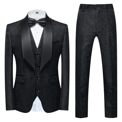 Costume jacquard homme haut de gamme avec gilet et pantalon de cérémonie mariage