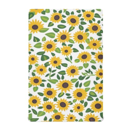 Image of Crib Sheet Breathable Soft Crib Mattress Sheet for Baby Toddler Boys Girls Fitted Pack n Play Crib Sheet Fit Standard Crib Mattress 39 x 27 Inch Yellow Sunflower Mini