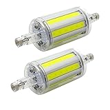 2 Pack, R7S 78mm COB LED Bulbs - Daylight 6000K - 8W / 500LM - Not Dimmable - AC85-265V - J Type Double Ended 70W R7S J78 Halogen Bulb Replacement