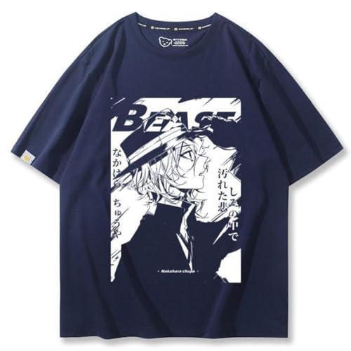 Jilijia BSD - Maglietta a maniche corte con scollo rotondo, motivo anime, Dazai Osamu, Nakahara, Chuuya, per cosplay e donne, Tipo 6., XS