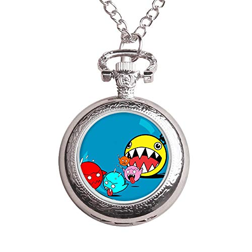 Kerlana Pacman Reloj de Bolsillo del tirón de los niños del Reloj Creativo del Collar de la Vendimia del Reloj del Regalo for niños y niñas (Color : A11, Size : OneSize)