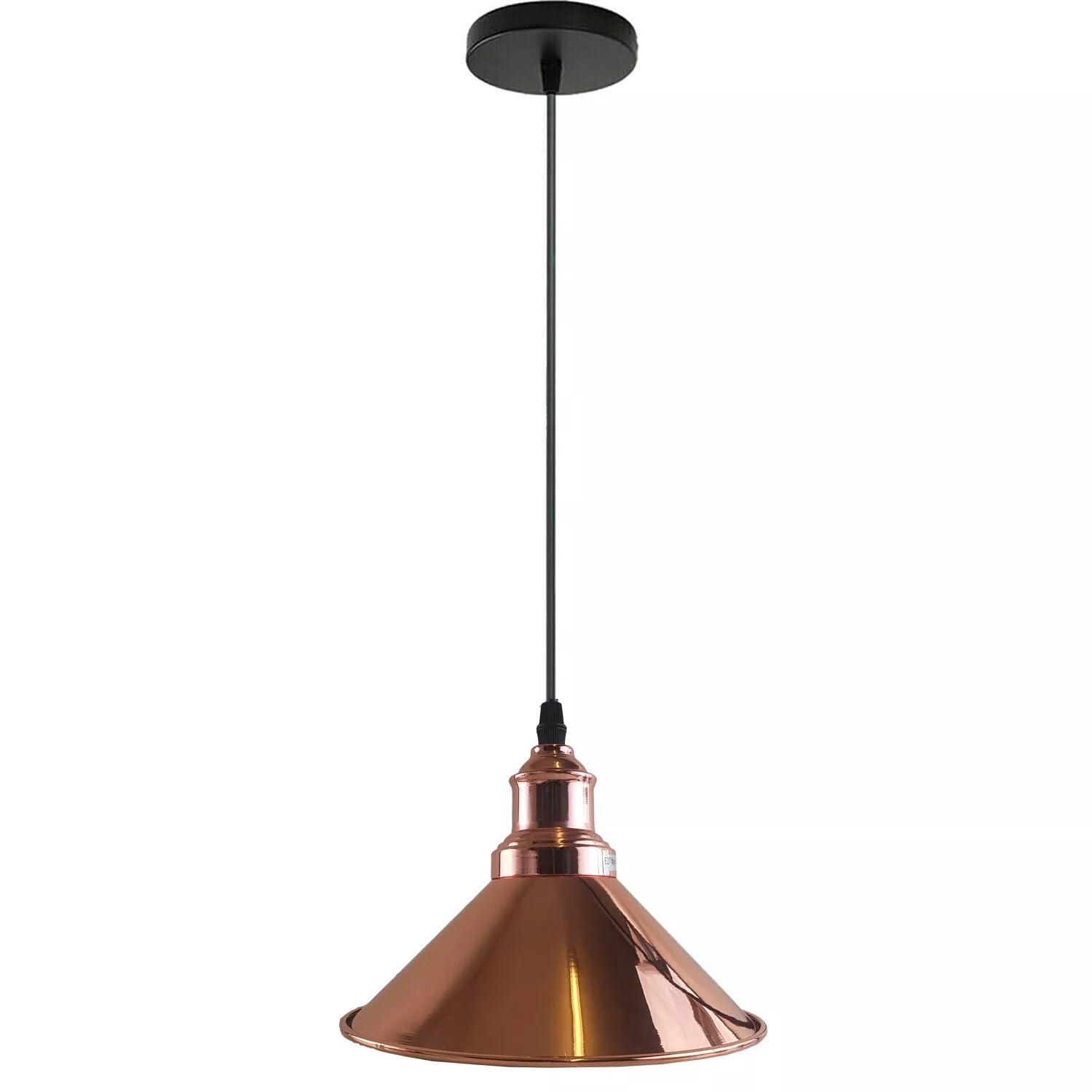 LEDSone Industrial Single Pendant Light 22cm Cone Rose Gold Metal Shades Vintage Flush Mount Ceiling Fitting Adjustable Hanging Lamps for Bedroom, Hallway, Kitchen, Restaurant Bar — image 1
