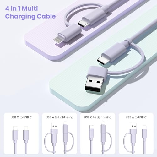 Elebase pour iPhone 17 16 Pro Max Câble d'abattage,4 en 1 Cord à charge multiple 10FT 60W Chargeur rapide USB C Cord avec USB A / Convertisseur d'éclairage pour une nouvelle Apple iPad 10 9 8,Mini 7,Air 5,6,Aéropodes 4 Génération