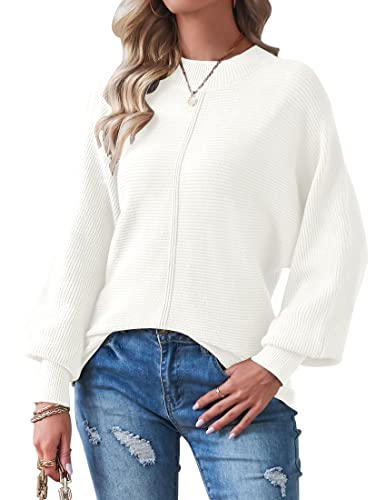Image of TECREW Women's Batwing Long Sleeve Crew Neck Pullover Sweater Soft Ribbed Knit Sweater Top