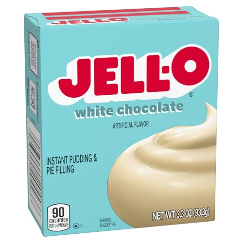 Image of Jell-O Instant Pudding & Pie Filling Mix, White Chocolate Flavored, Fat Free, Quick & Easy Dessert, 3.3 oz (Pack of 4)