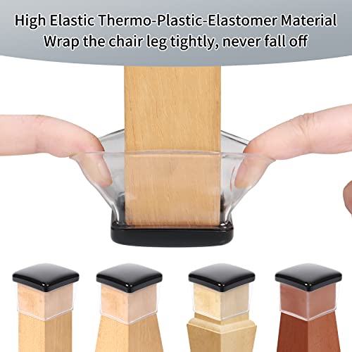 Ezprotekt 2 inch Square-transparent Furniture Cups Chair Leg Caps, Chair Leg Covers Smooth Moving Chair Feet Protectors - Image 4