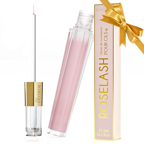 ROSELASH Nouvelle Formule Sérum de Croissance de Pousse Cils plus fournis longs épais - Fabriqué en France - Sans hormone Sans parfum - Vegan