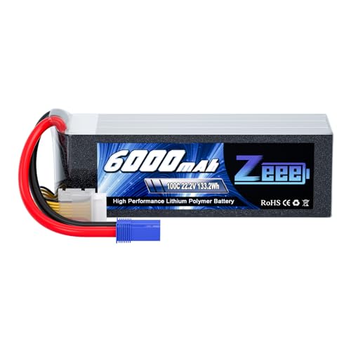Zeee 22.2V 100C 6000mAh 6S Lipo Battery with EC...
