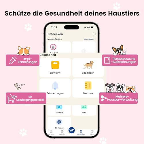 PawView Personalisierte Silikon Hundemarke qr code & NFC-wasserdichte, geräuschlose Für kleine, mittelgroße und große Hunderassen mit Online-Profil,Gegen Verlust,Finder Scannt ohne App DE
