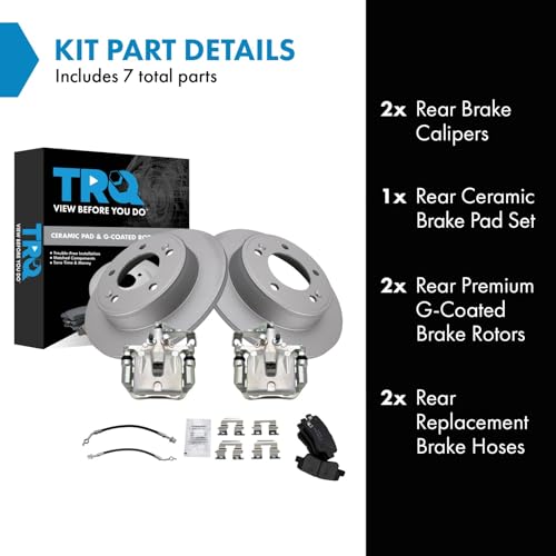 Image of TRQ Rear Brake Pad and Rotor Set Ceramic Coated Rotors Calipers Compatible with 2014-2018 Kia Forte 2014-2016 Forte Koup 2014-2018 Forte5