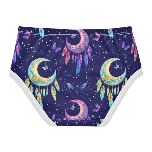 Cotton Toddler Underwear Floral Moons Feathers Butterflies Dark Panties for Girl Fun Print Briefs Girls Undies 2t2