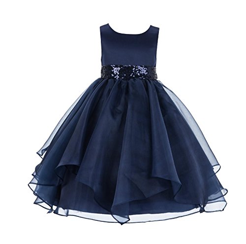 ekidsbridal Asymmetric Ruffled Organza Sequins Flower Girl Dresses for Formal Events 012